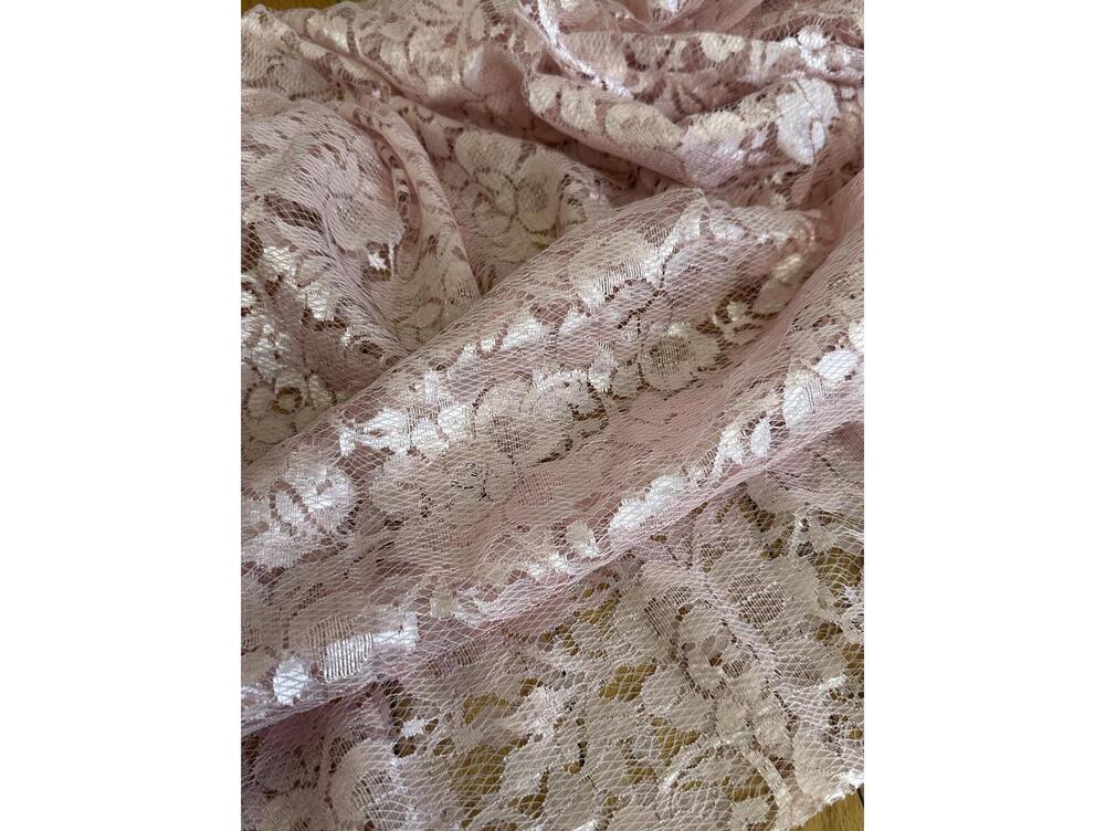 Shimmery Pink Floral Lace Fabric 62x8 Yards Bridal Formal Sheer Wedding Dress